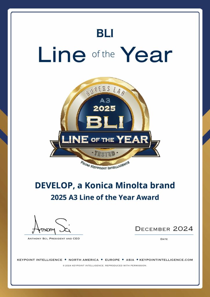 Prestiżowa nagroda BLI A3 Line of the Year 2025 Certyfikat DEVELOP